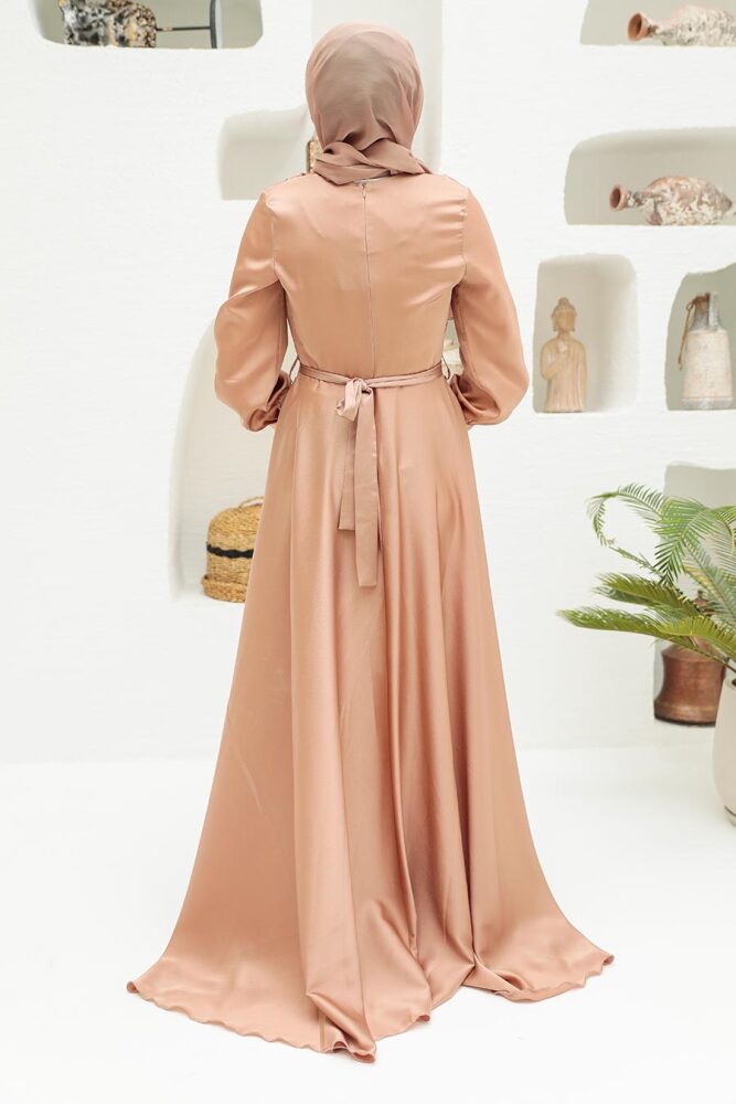 Neva Style - Elegant Beige Muslim Engagement Dress 3460BEJ - 2