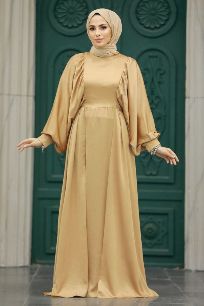Elegant Biscuit Islamic Clothing Prom Dress 60201BS - 3