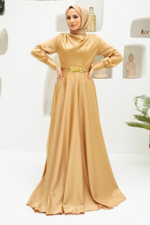 Neva Style - Elegant Biscuit Muslim Engagement Dress 3460BS - 1