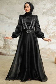 Neva Style - Elegant Black Hijab Evening Dress 36831S - Thumbnail