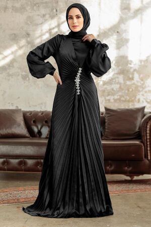 Elegant Black Islamic Bridesmaid Dress 3933S - 1