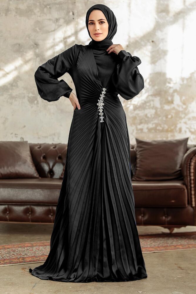 Elegant Black Islamic Bridesmaid Dress 3933S - 1