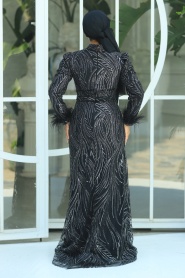 Neva Style - Elegant Black Islamic Evening Dress 23061S - Thumbnail