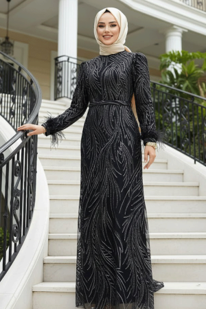 Elegant Black Islamic Evening Dress 23061S - 1