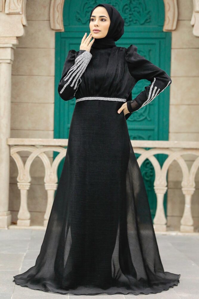 Neva Style - Elegant Black Muslim Engagement Dress 25854S - 1