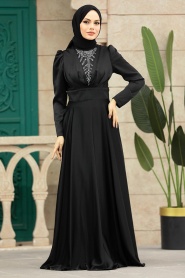 Neva Style - Elegant Black Muslim Engagement Dress 39011S - Thumbnail