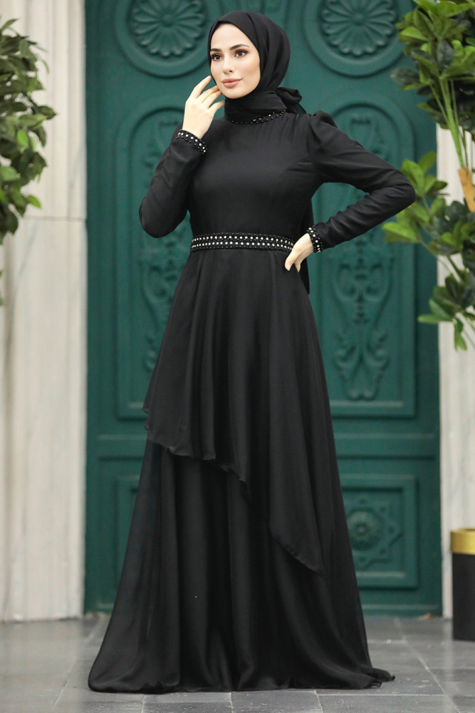 Elegant Black Muslim Fashion Evening Dress 22223S - 2