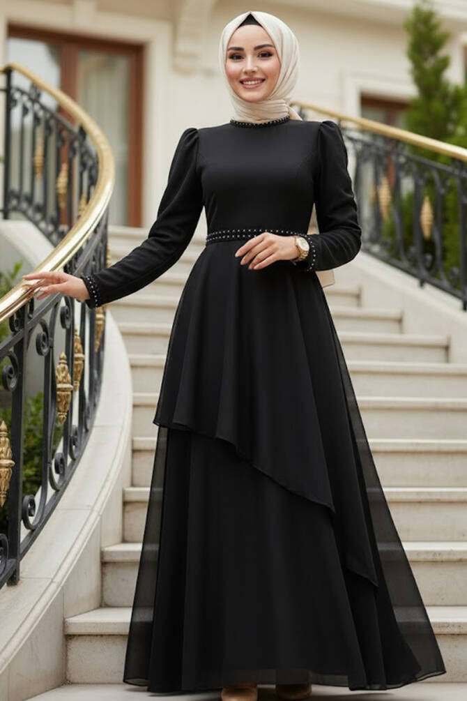 Elegant Black Muslim Fashion Evening Dress 22223S - 1