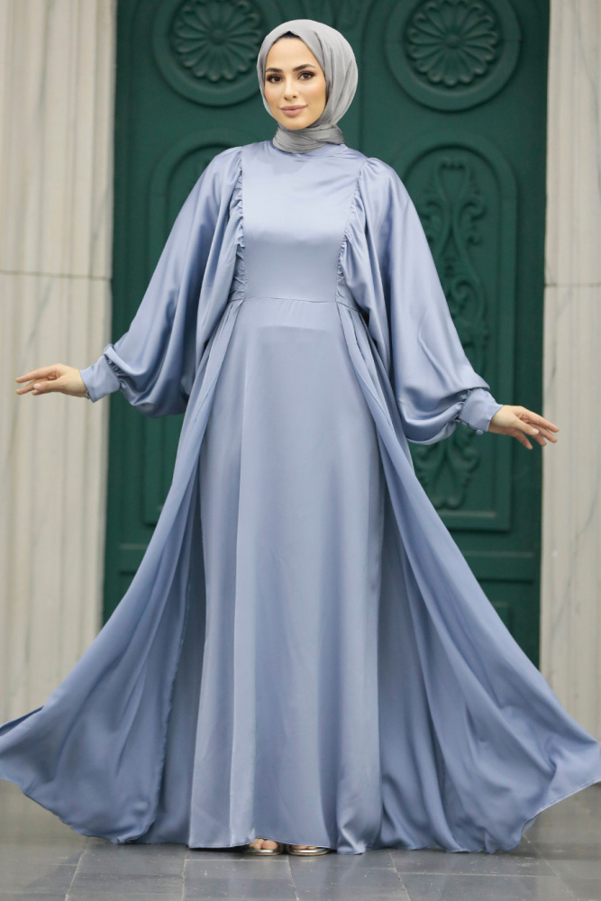 Elegant Blue Islamic Clothing Prom Dress 60201M - 1