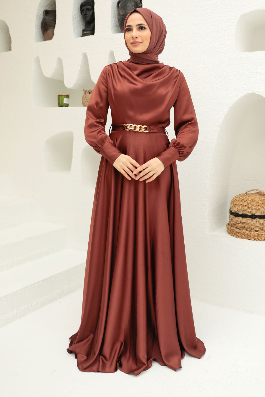 Neva Style - Elegant Brown Muslim Engagement Dress 3460KH