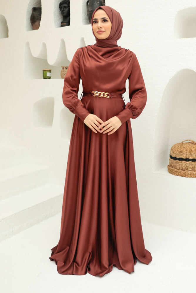 Neva Style - Elegant Brown Muslim Engagement Dress 3460KH - 2