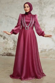Neva Style - Elegant Cherry Hijab Evening Dress 36831VSN - Thumbnail