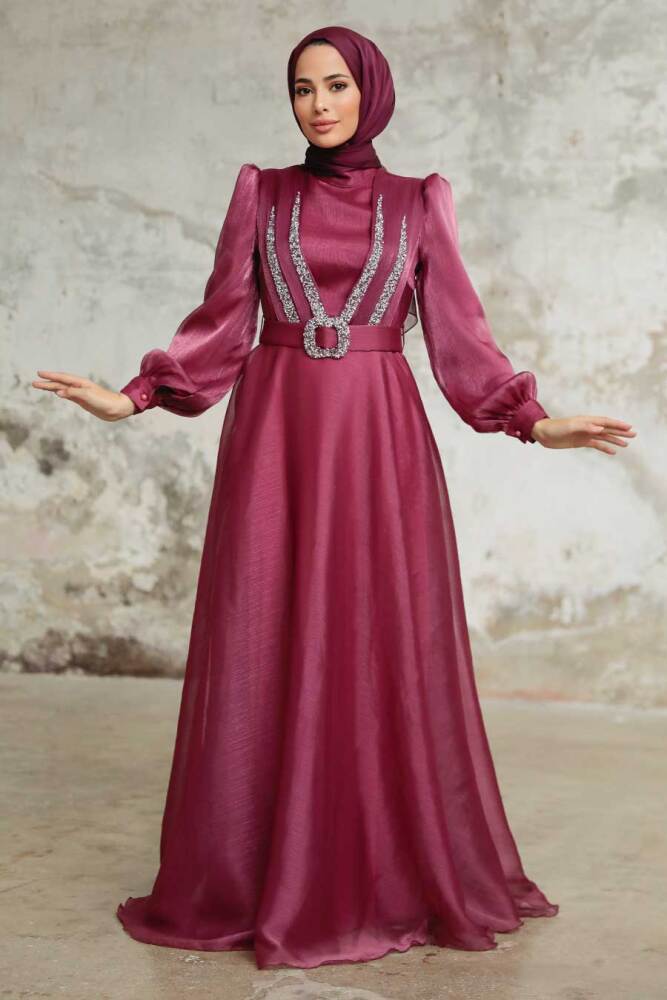 Neva Style - Elegant Cherry Hijab Evening Dress 36831VSN - 1