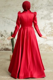 Neva Style - Elegant Claret Red Hijab Wedding Dress 2265BR - Thumbnail