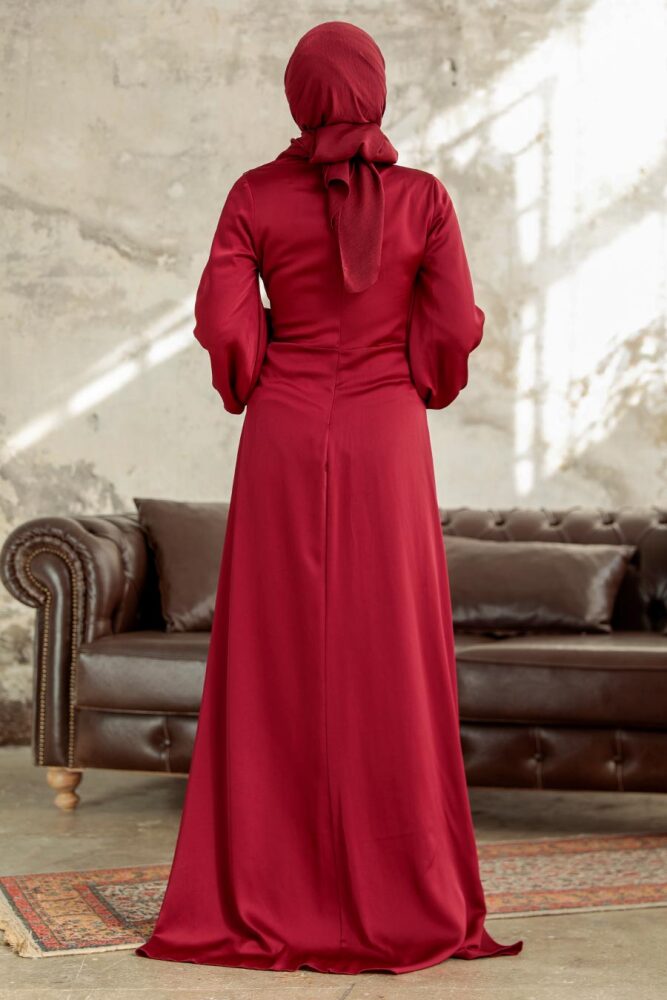 Elegant Claret Red Islamic Bridesmaid Dress 3933BR - 3