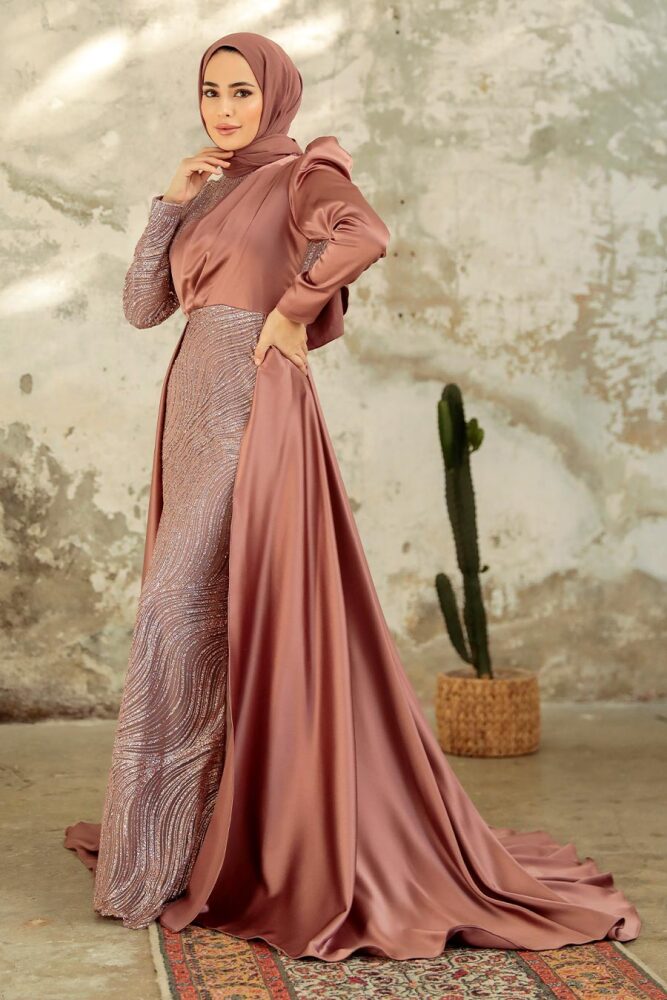 Neva Style - Elegant Copper Islamic Clothing Evening Gown 22924BKR - 1