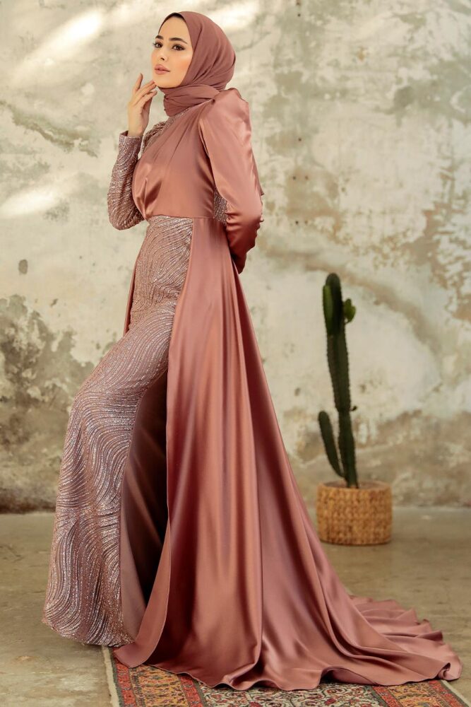 Neva Style - Elegant Copper Islamic Clothing Evening Gown 22924BKR - 2