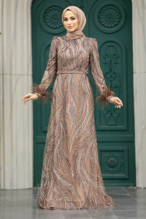 Elegant Copper Islamic Evening Dress 23061BKR - 2