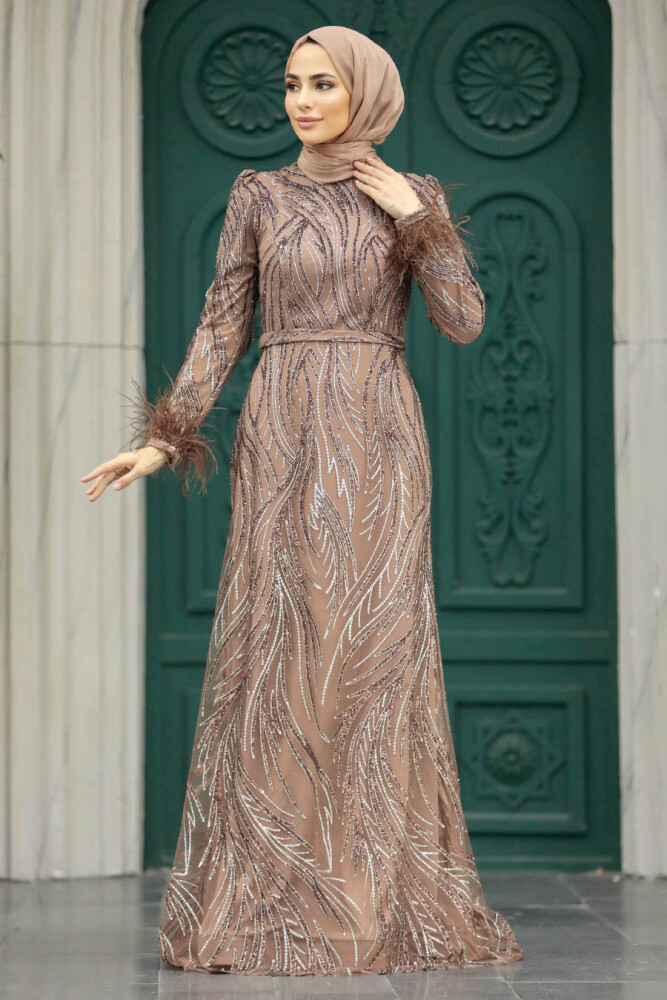 Elegant Copper Islamic Evening Dress 23061BKR - 3