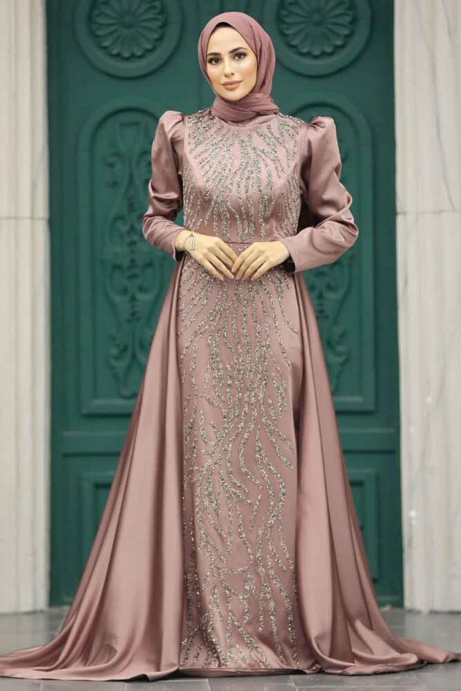 Elegant Copper Islamic Wedding Gown 22990BKR - 1