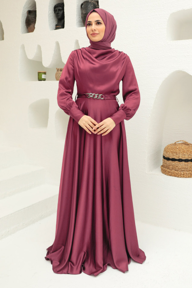 Neva Style - Elegant Dark Dusty Rose Muslim Engagement Dress 3460KGK - 1