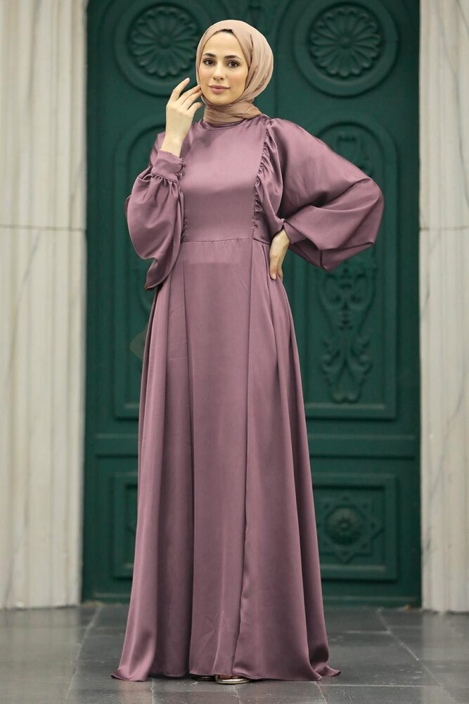 Elegant Dark Lila Islamic Clothing Prom Dress 60201KLILA - 1