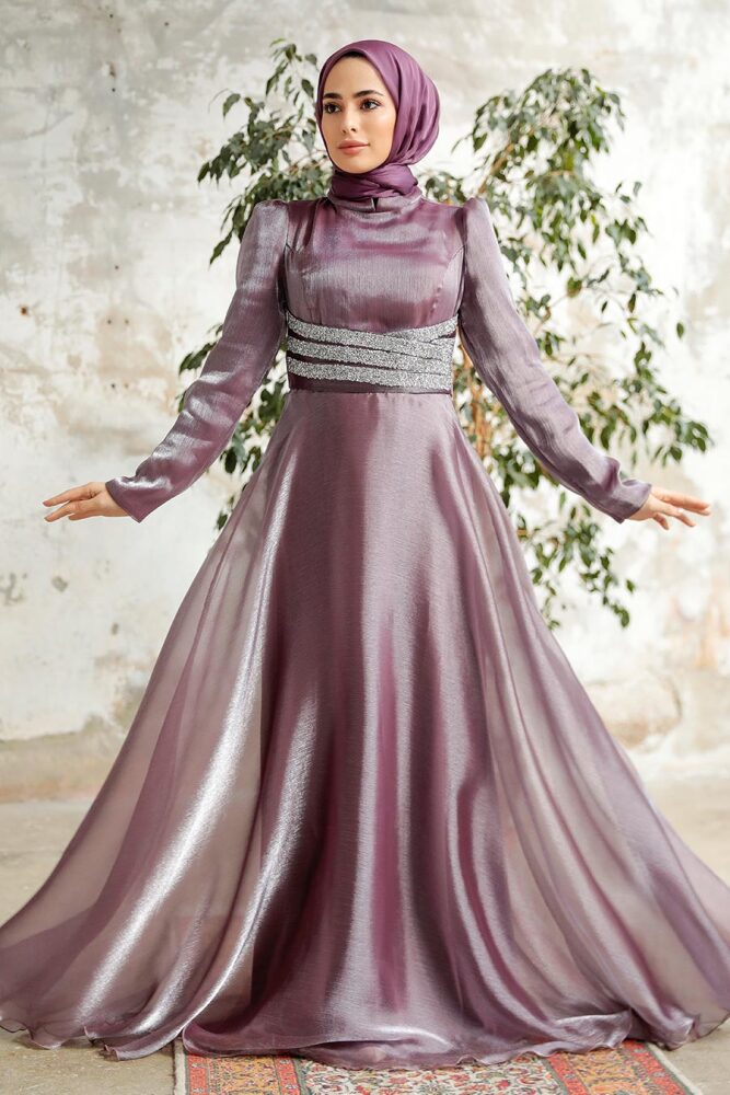 Neva Style - Elegant Dark Lila Muslim Fashion Wedding Dress 3812KLILA - 1