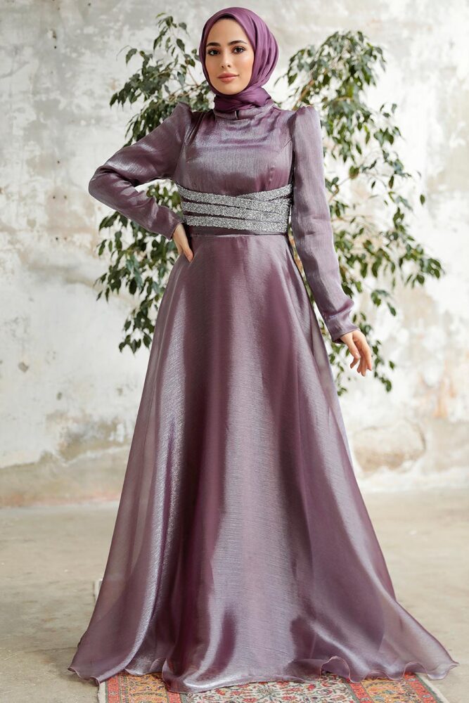Neva Style - Elegant Dark Lila Muslim Fashion Wedding Dress 3812KLILA - 3