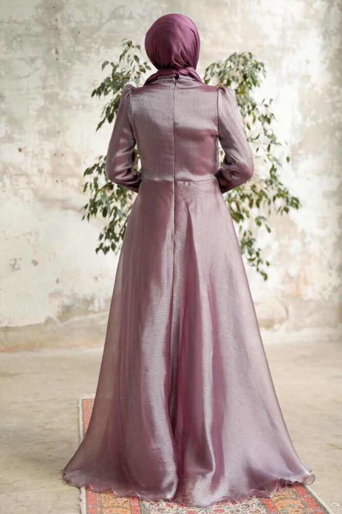 Neva Style - Elegant Dark Lila Muslim Fashion Wedding Dress 3812KLILA - 4