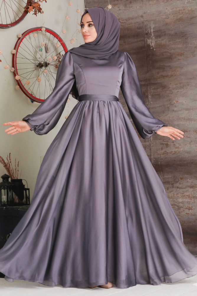Neva Style - Elegant Dark Lila Islamic Clothing Evening Gown 5215KLILA - 1