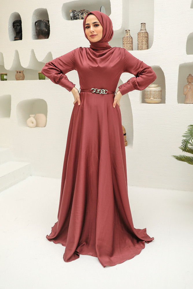 Neva Style - Elegant Dusty Rose Muslim Engagement Dress 3460GK - 1