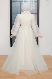 Neva Style - Elegant Ecru Muslim Engagement Dress 22540E - Thumbnail