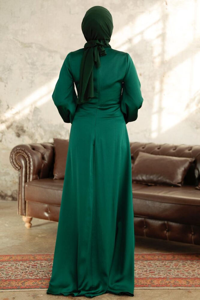 Elegant Emerald Green Islamic Bridesmaid Dress 3933ZY - 4