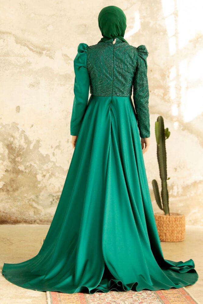 Neva Style - Elegant Emerald Green Islamic Clothing Evening Gown 22924ZY - 3