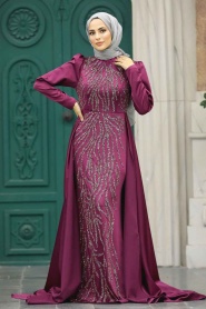 Neva Style - Elegant Fushia Islamic Wedding Gown 22990F - Thumbnail