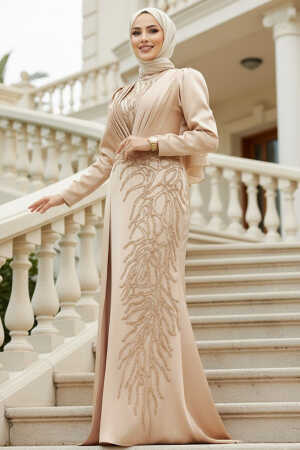 Elegant Gold Hijab Evening Gown 23122GOLD - 1