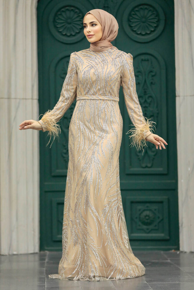 Elegant Gold Islamic Evening Dress 23061GOLD - 1