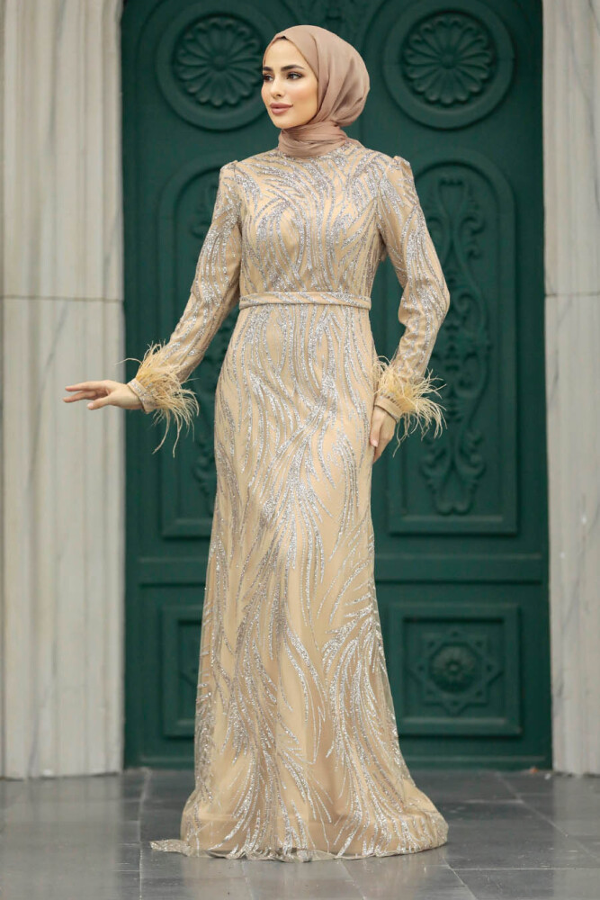 Elegant Gold Islamic Evening Dress 23061GOLD - 2