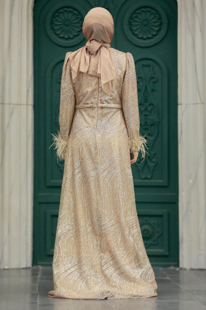 Elegant Gold Islamic Evening Dress 23061GOLD - 3