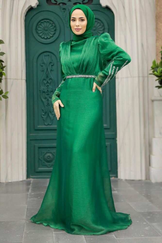 Neva Style - Elegant Green Muslim Engagement Dress 25854Y - 1