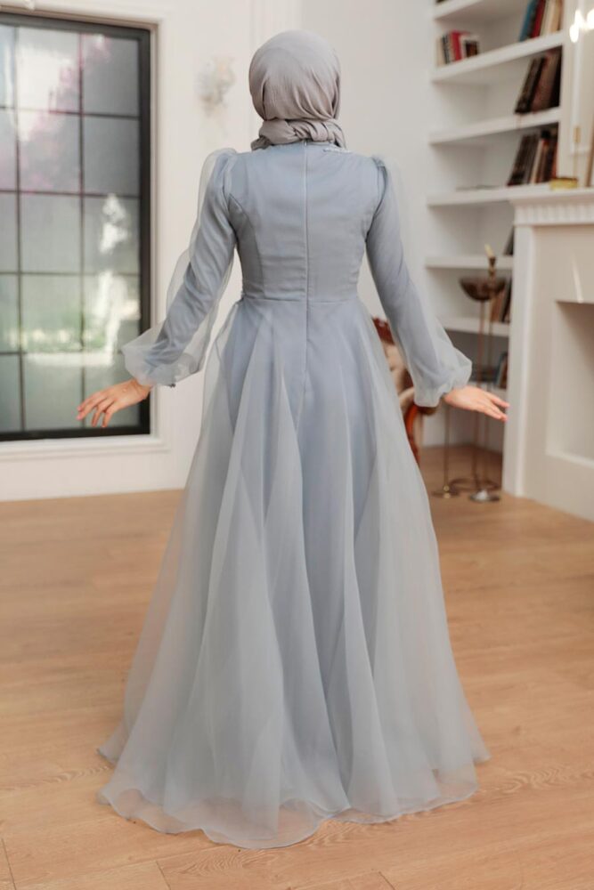 Neva Style - Elegant Grey Muslim Engagement Dress 22540GR - 2