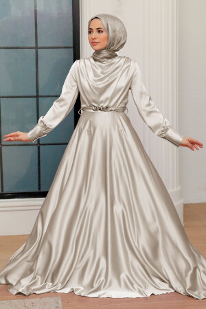 Neva Style - Elegant Grey Muslim Engagement Dress 3460GR - 1