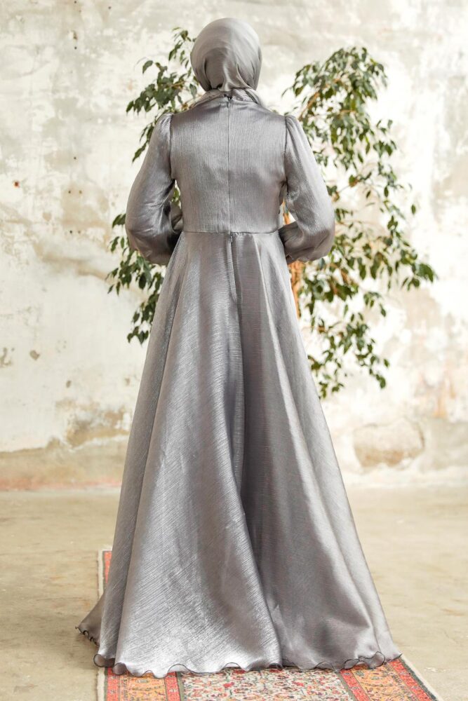 Neva Style - Elegant Grey Muslim Fashion Wedding Dress 3812GR - 2