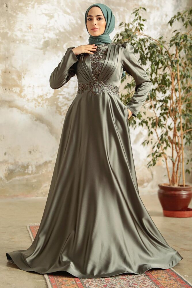 Neva Style - Elegant Khaki Hijab Engagement Gown 22221HK - 1