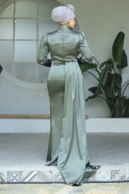 Elegant Khaki Hijab Evening Gown 23122HK - 4