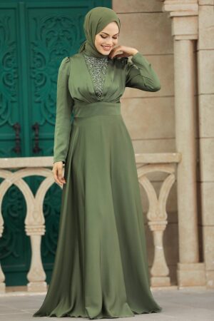 Elegant Khaki Muslim Engagement Dress 39011HK - 1