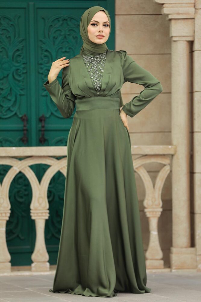 Elegant Khaki Muslim Engagement Dress 39011HK - 2
