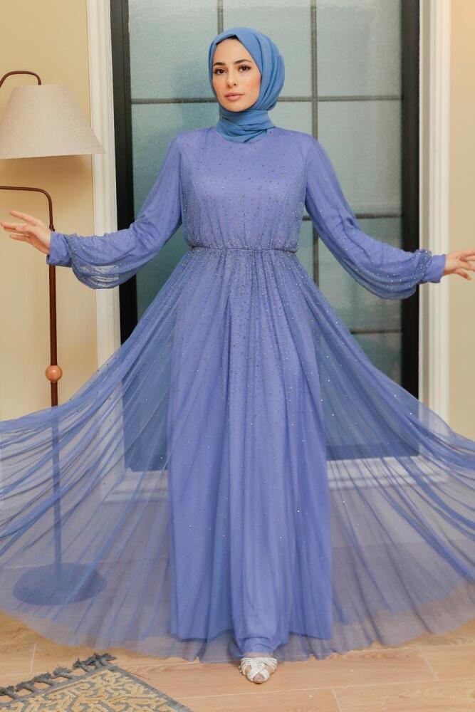 Neva Style - Elegant Lavender Muslim Fashion Evening Dress 20951LV - 2