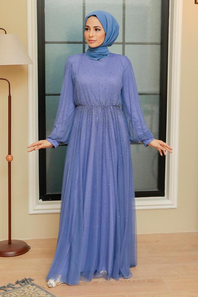 Neva Style - Elegant Lavender Muslim Fashion Evening Dress 20951LV - 3