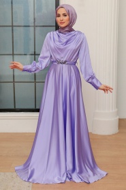 Neva Style - Elegant Light Lila Muslim Engagement Dress 3460ALILA - Thumbnail